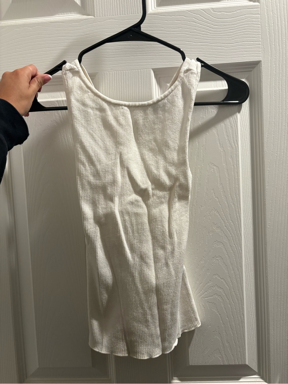Ribbed White Tank Top W Open Back